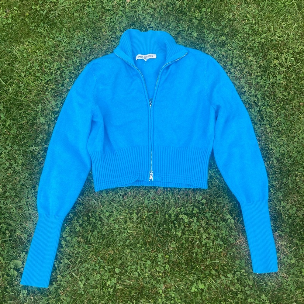Urban Outfitters Vibrant Blue Ribbed Collar Jacket